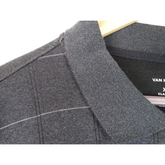 Van Heusen Men's Polo Golf Shirt Size XXL Gray Plaid Long Sleeve Collared Top - Picture 6 of 9
